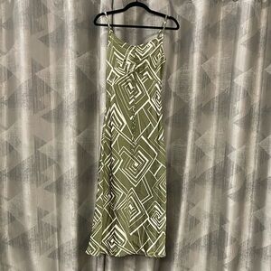 Vici Chloe Geo Print Satin Slip Midi Dress